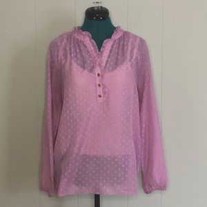 Lavender Lilly Pulitzer Blouse with Textured Polka Dots